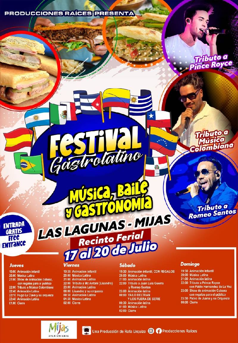 Festival GastroLatino 2025 en Mijas con música en vivo, foodtrucks latinoamericanos y entrada gratuita