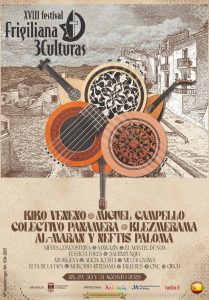 Cartel oficial del Festival Frigiliana 3 Culturas 2025, evento cultural y gastronómico en la Axarquía, Málaga