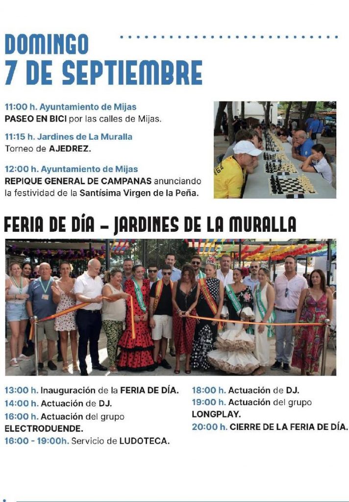 Programación oficial de la Feria de Mijas Pueblo 2025 del 6 al 11 de septiembre en Mijas, Málaga, con música en vivo, conciertos gratuitos, tradición andaluza y actividades familiares en la Costa del Sol