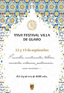 Cartel oficial del Festival Luna Mora Guaro 2025 en Guaro, Málaga con programación, conciertos como Chambao y actividades culturales.