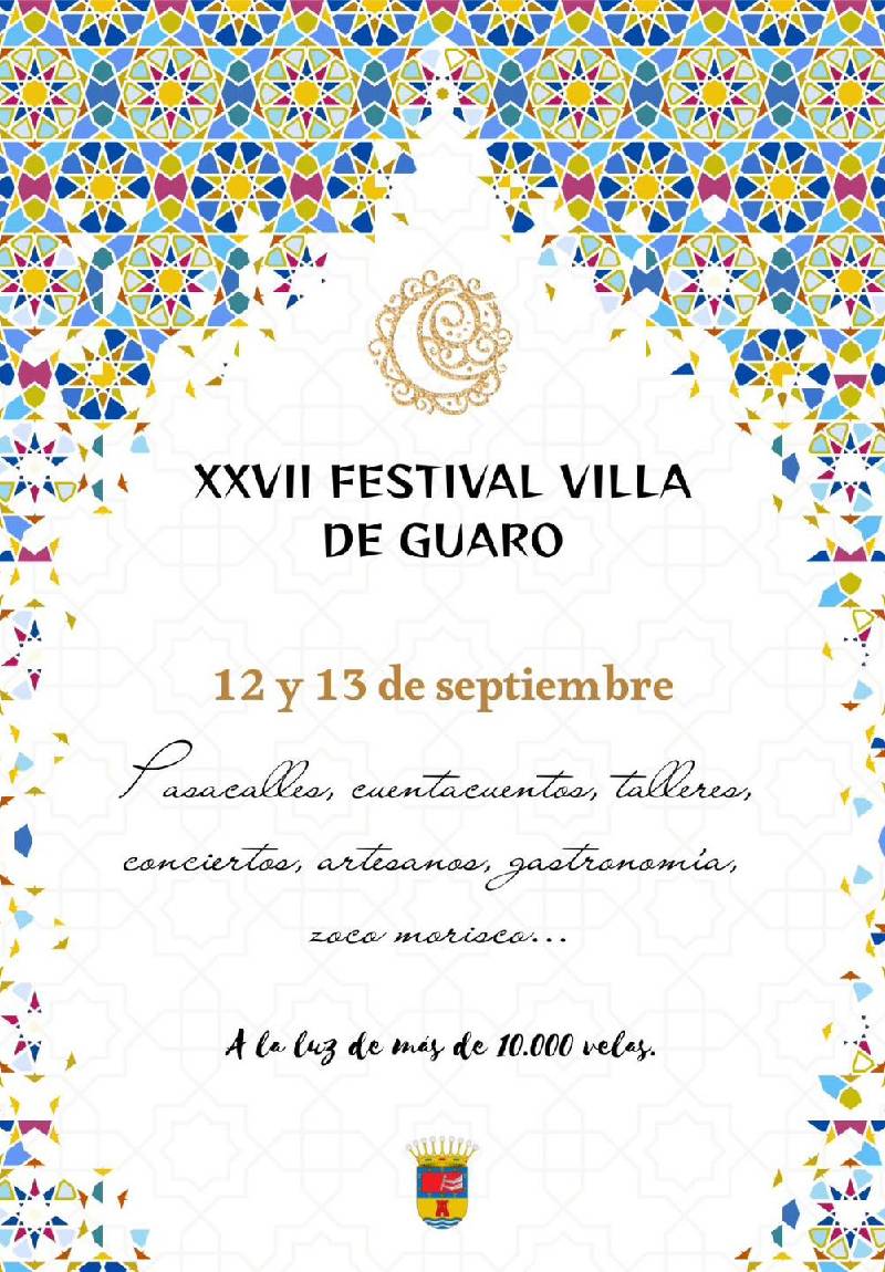Cartel oficial del Festival Luna Mora Guaro 2025 en Guaro, Málaga con programación, conciertos como Chambao y actividades culturales.