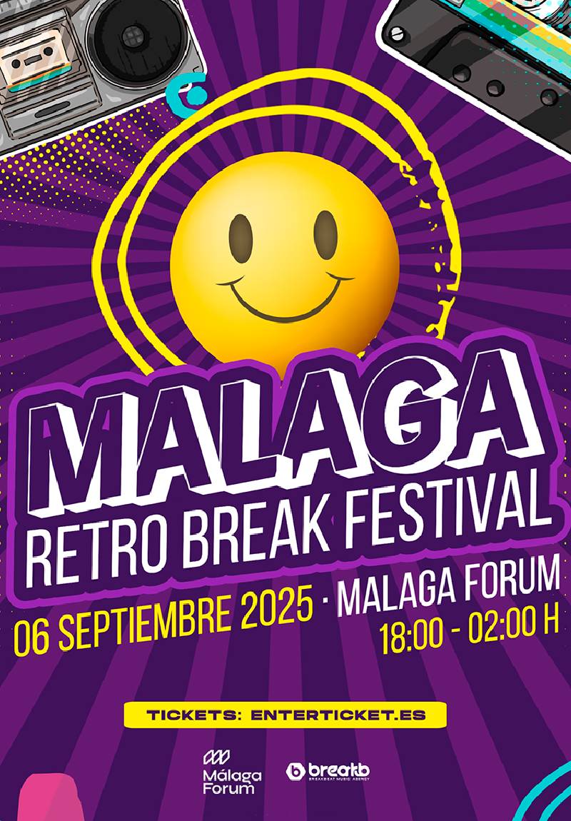 Málaga Retro Break Festival 2025, festival retro en Málaga con 8 horas de breakbeat y música electrónica de los 90 en Málaga Forum
