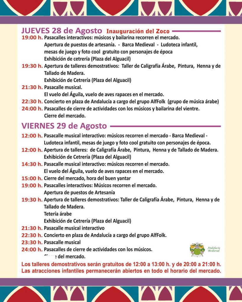 Programación Zoco Árabe Benalmádena 2025