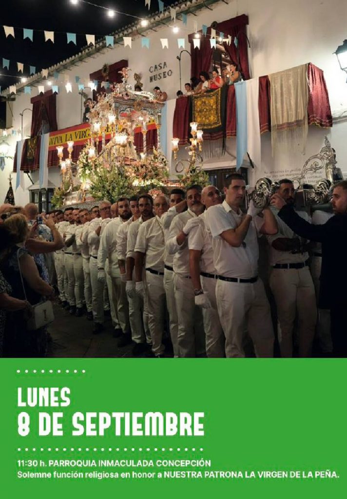 Procesión virgen de la peña de la Feria de Mijas Pueblo 2025 del 6 al 11 de septiembre en Mijas, Málaga, con música en vivo, conciertos gratuitos, tradición andaluza y actividades familiares en la Costa del Sol