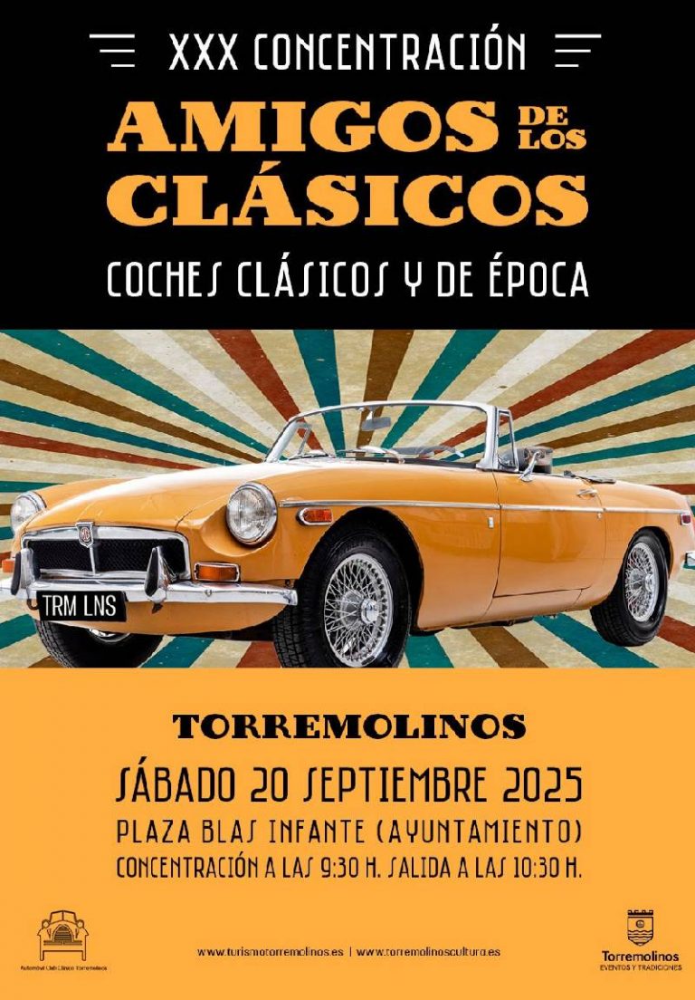 coches clásicos en la concentración ‘Amigos de los Clásicos’ 2025 en Torremolinos.