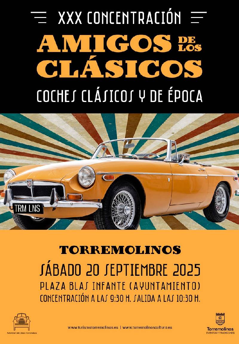 coches clásicos en la concentración ‘Amigos de los Clásicos’ 2025 en Torremolinos.