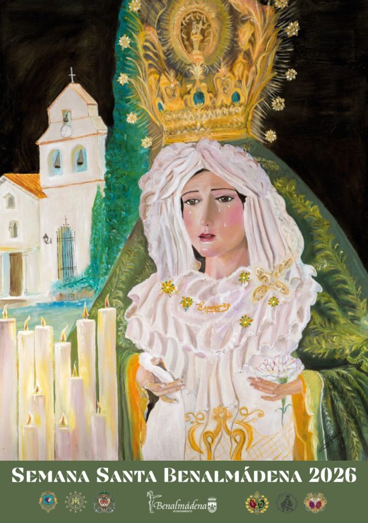 Cartel anunciador de la Semana Santa 2026 en Benalmádena (Málaga), imagen oficial que presenta las procesiones y celebraciones.