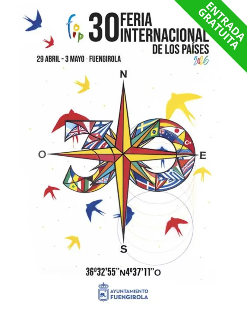 la Feria Internacional de los Países de Fuengirola 2026 con banderas de 33 países, celebrada en la Costa del Sol del 29 de abril al 3 de mayo