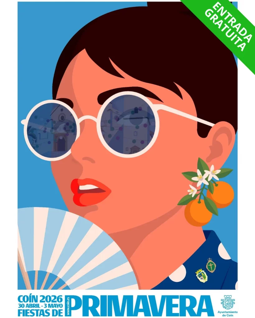 Cartel de las Fiestas de Primavera Coín 2026 con conciertos, artistas y programación del 30 de abril al 3 de mayo en Málaga