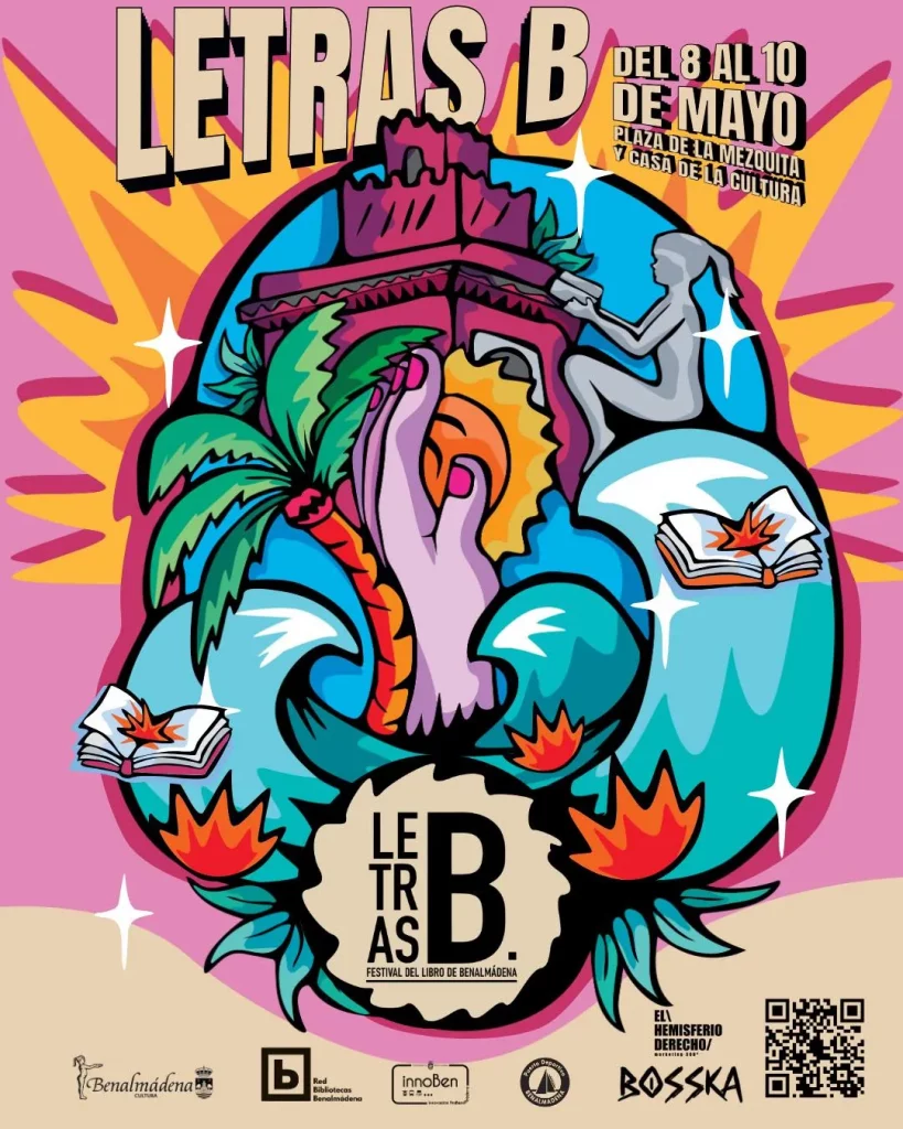 Cartel y ambiente del Festival Letras B 2026 en Benalmádena con público y actividades culturales.
