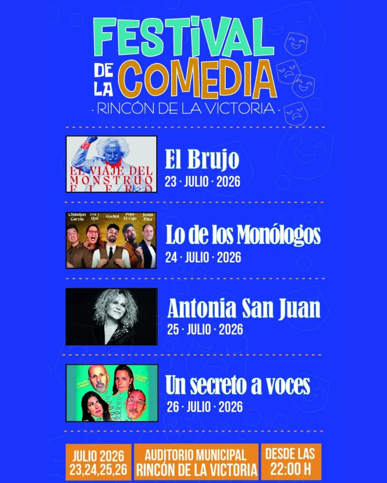 Cartel oficial Festival de la Comedia 2026 en Rincón de la Victoria con humor y monólogos en Málaga
