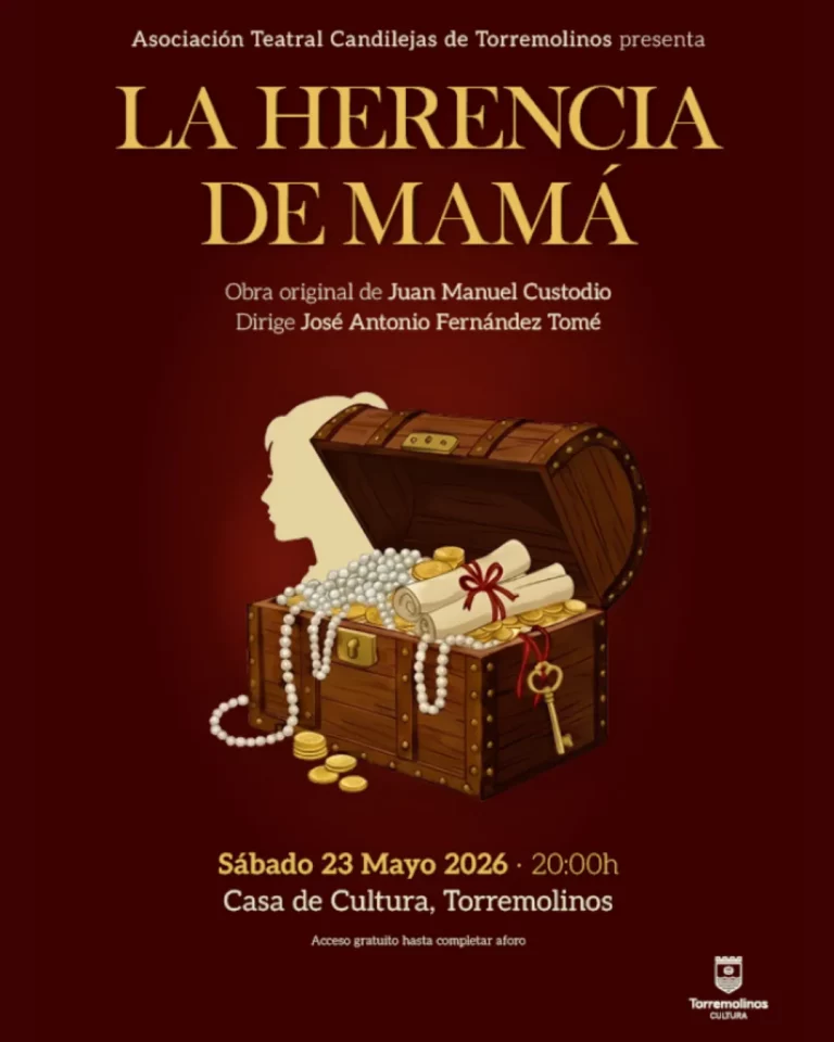 Cartel de la obra de teatro La herencia de mamá en Torremolinos mayo 2026