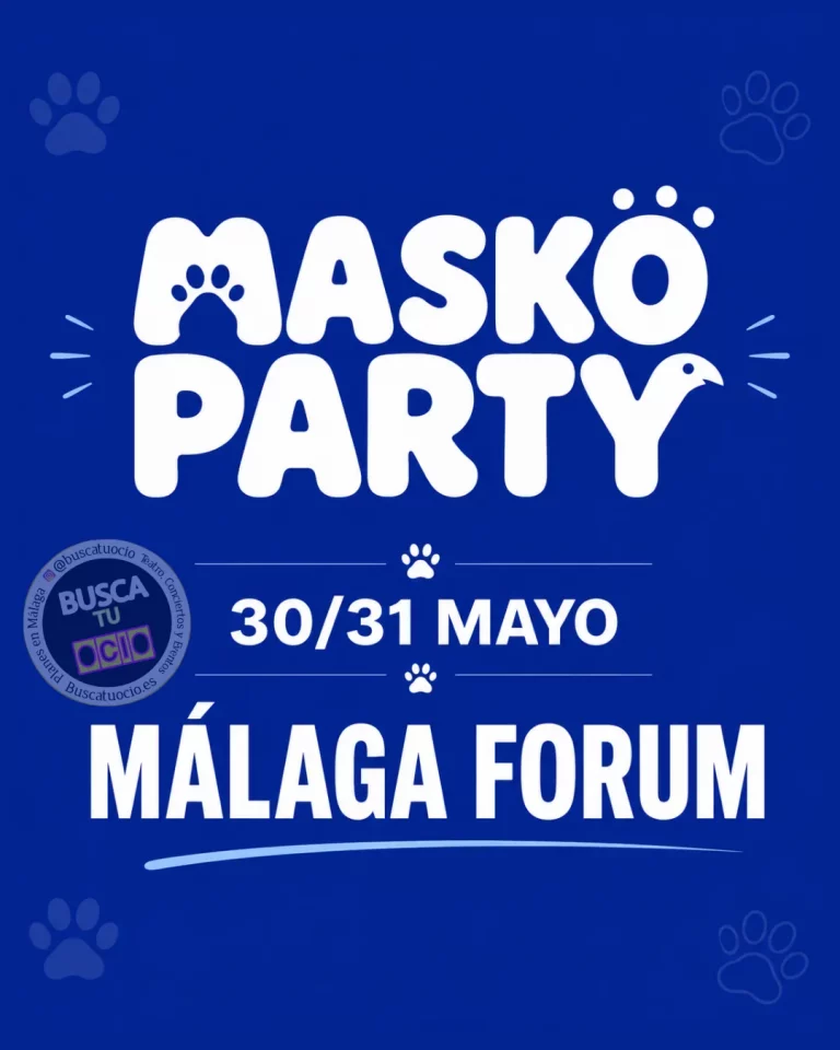 Cartel oficial MASKO PARTY Málaga 2026 evento pet friendly para perros y mascotas