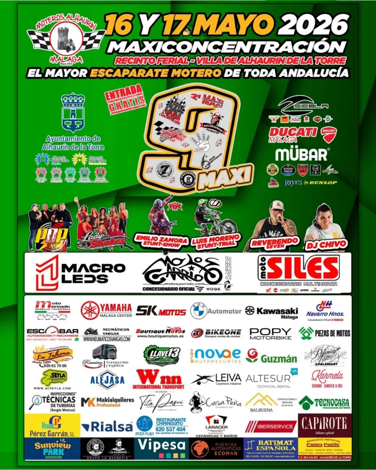 Evento motero en Alhaurín de la Torre 2026 con motos y conciertos