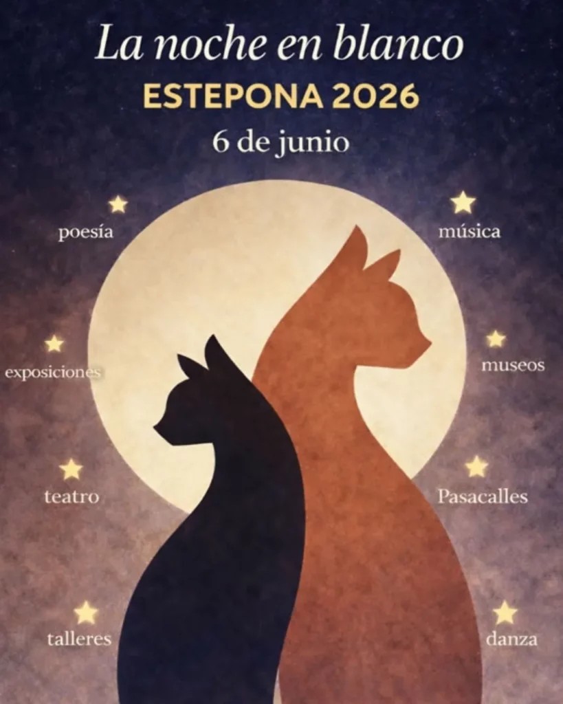 Cartel oficial de La Noche en Blanco Estepona 2026 con Maldita Nerea