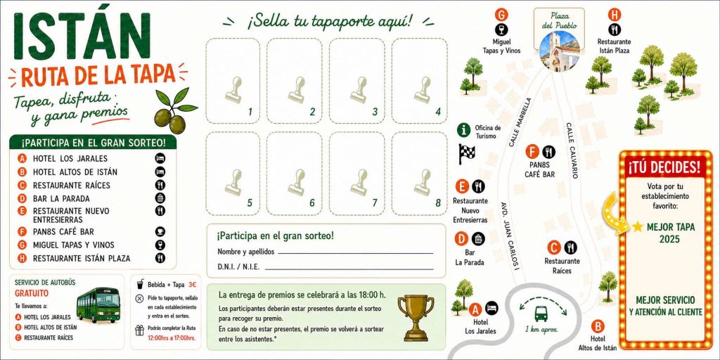 Tapaporte oficial y mapa de establecimientos de la Ruta de la Tapa Istán 2026