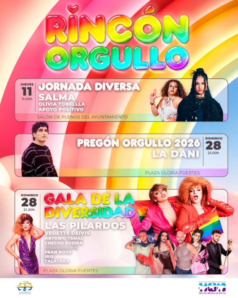 Cartel de Rincón Orgullo 2026 con la VI Gala de la Diversidad en Rincón de la Victoria
