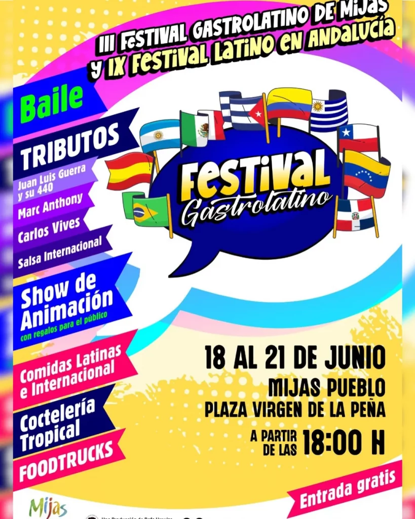 III Festival Gastro Latino en Mijas Pueblo con música latina y gastronomía internacional