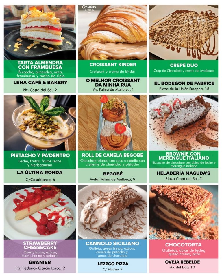 Postres participantes en la Ruta de la Tapa de la Abuela 2026 en Torremolinos