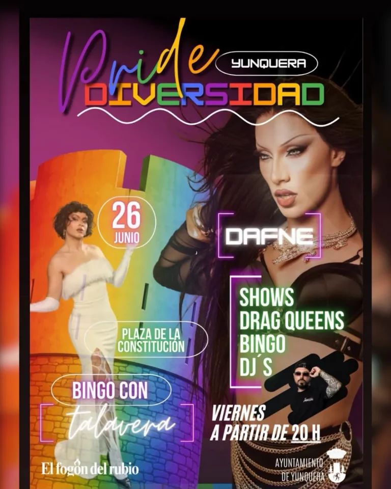 Pride Yunquera 2026 con bingo drag, actuación de Dafne Mugler y actividades LGTBIQ+ en Yunquera Málaga