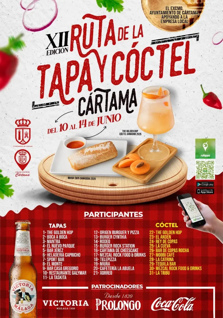 Restaurantes participantes en la Ruta de la Tapa y el Cóctel de Cártama 2026
