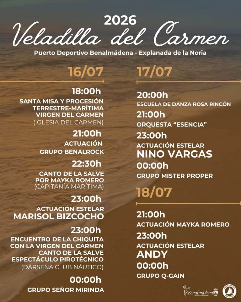 programación Veladilla del Carmen Benalmádena 2026